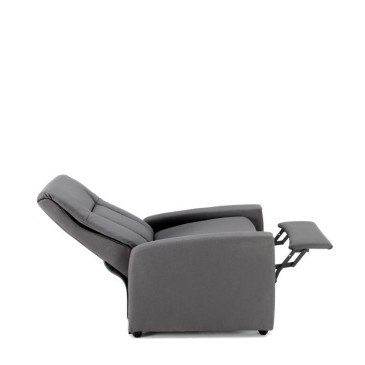 Alessandra armchair upholstered and covered in imitation leather or fabric with manually reclining backrest and footrest