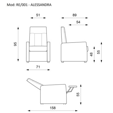 Ανακλινόμενη πολυθρόνα Alessandra με επένδυση από απομίμηση δέρματος ή ύφασμα