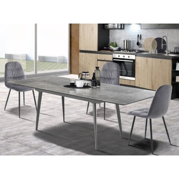 Momo 140 extendable table by Tomasucci with glass top and metal structure available in two finishes