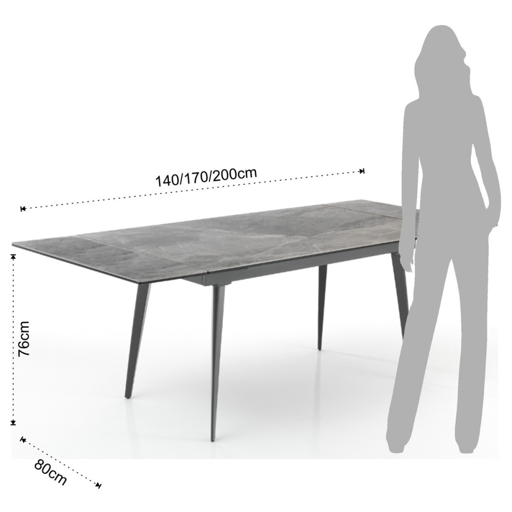 Momo 140 extendable table by Tomasucci with glass top