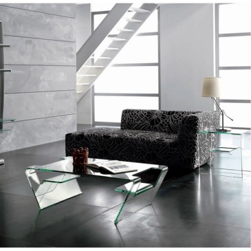 Airone coffee table by Target Point in curved glass made in Italy