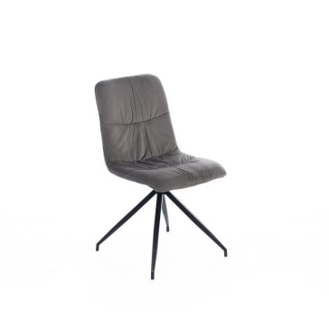 Conjunto de 2 cadeiras de design Stones Alba com estrutura metálica e revestida a tecido