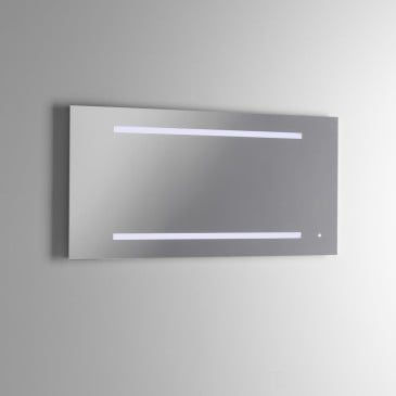 Rechteckiger Spiegel mit LED-beleuchteten Schlitzen