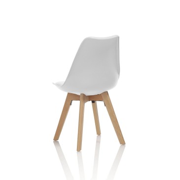 Conjunto de 4 sillas Country fabricadas con asiento de PVC y patas de madera de haya