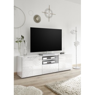 meuble tv blanc fermé décor kasa-store