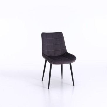 Set van 4 Marinella stoelen met metalen structuur en fluwelen zitting