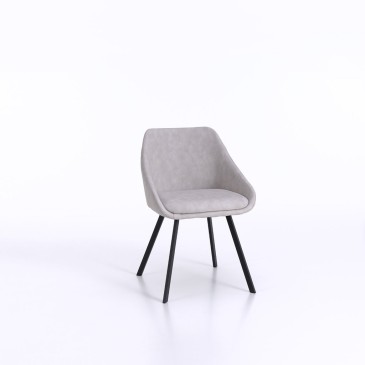 Set 2 sedie di design Italia con struttura in metallo nero opaco e rivestita in similpelle