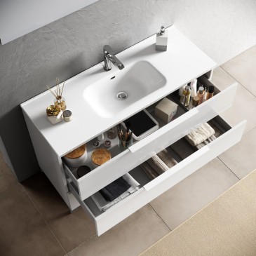 Ilio bathroom cabinet composition complete with 4 pieces in concrete finish