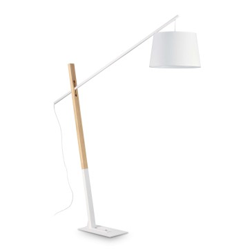 Lámpara de pie Eminent de Ideal Lux fabricada en metal y madera disponible en dos acabados