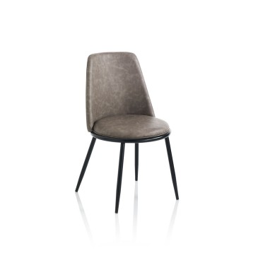 Set of 2 Snap chairs in metal and covered in imitation leather available in two different finishes
