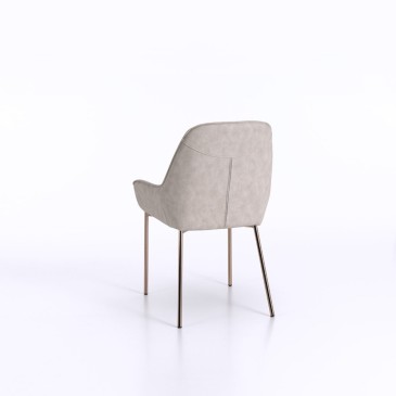 Ensemble de 4 chaises design Mery avec structure en métal doré rose et recouvertes de simili cuir