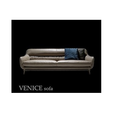 Canapé Venice fabriqué en Italie disponible avec structure en métal et recouvert de cuir
