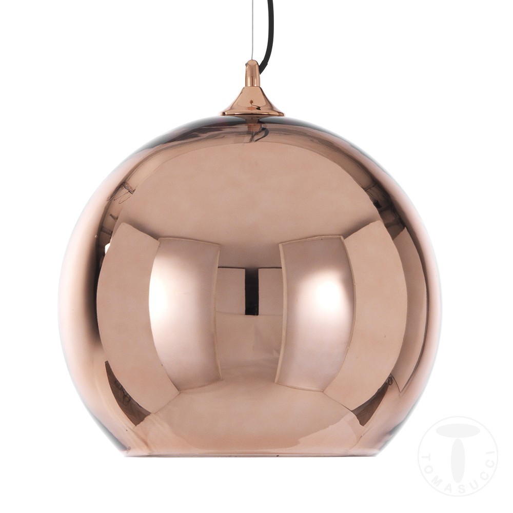 Globe spherical suspended lamp in mirrored glass. Modern and refined