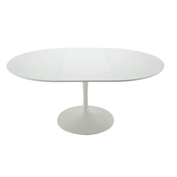 Round Tulip Table Extendable 100, 107, 120, 127, 137 with top in black or white laminate