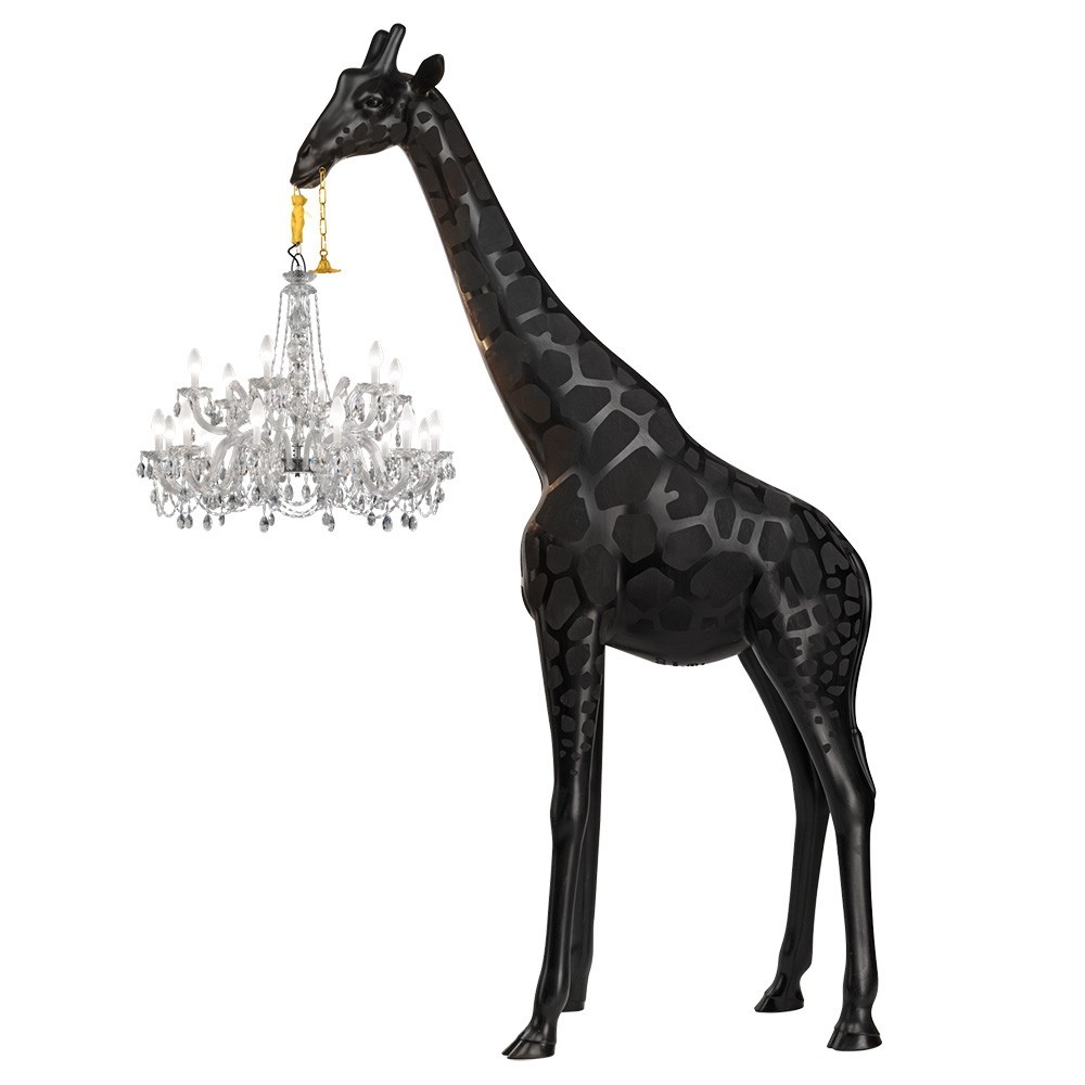 qeeboo giraffa lampada da terra nera