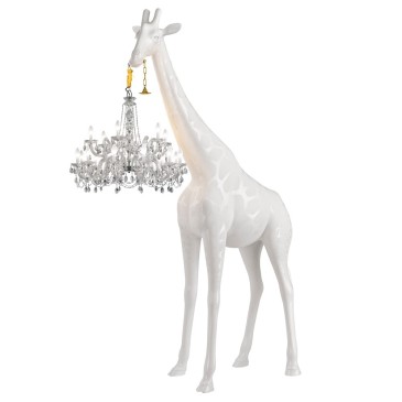 qeeboo giraffa lampada da terra bianca lato