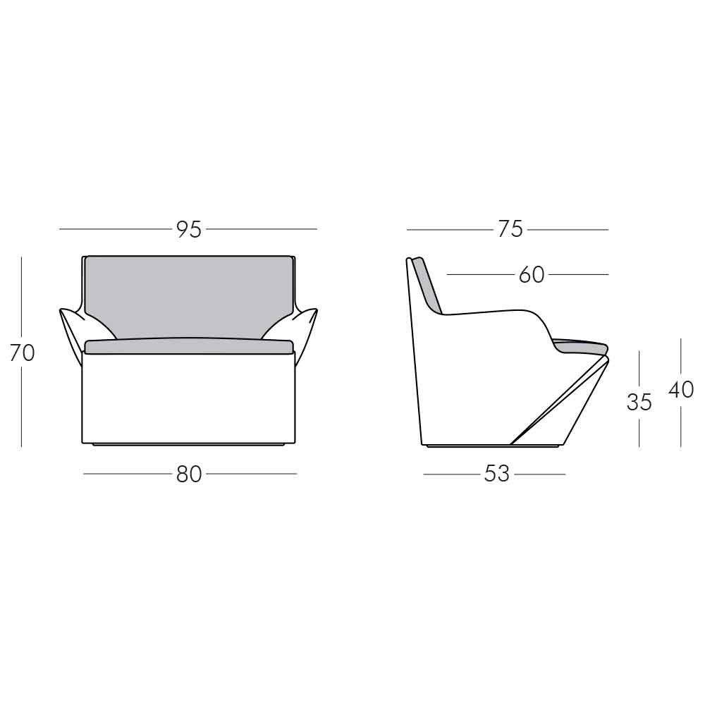 Dimensiones del sillón Slide kami san
