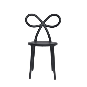 qeeboo ribbon chair sedia nera fronte
