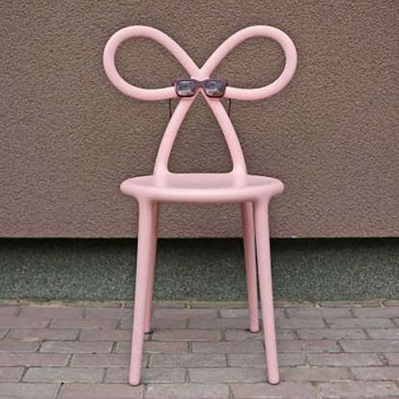 qeeboo ribbon chair sedia rosa fronte