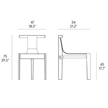 Chaise design Horm Pablita fabriquée en Italie avec assise en cuir naturel