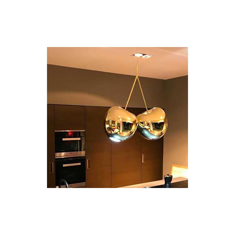 qeeboo cherry lamp gouden hanglamp woonkamer