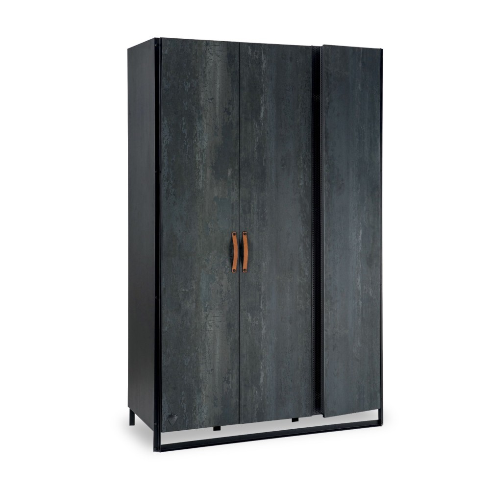 Kleiderschrank aus dunklem Metall, erhältlich mit 20 oder 20 Holztüren in  Antik Eisen Ausführung