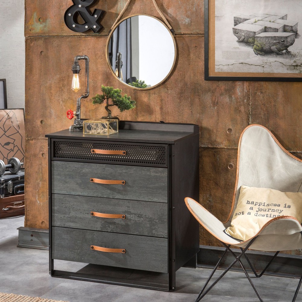 Rock style chest of drawers for bedroom of the Dark Metal family