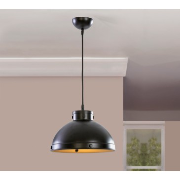 Dark Metal suspension lamp in metal suitable for bedrooms and living rooms