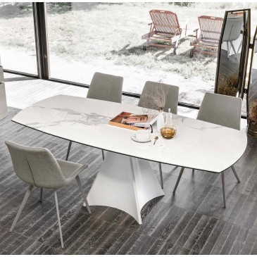 target point tornado extending table in marble