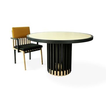 Mesa de diseño redonda de estilo escandinavo nórdico en madera real