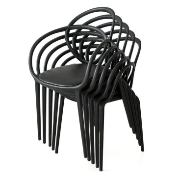chaise noire empilable qeboo loop