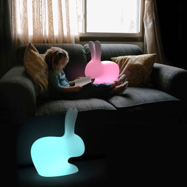 Qeeboo Rabbit Small table lamp made of polyethylene and LED lighting