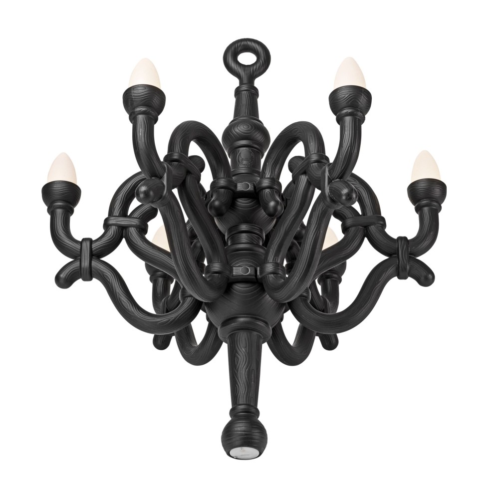 qeeboo fallen chandelier lampada nera profilo