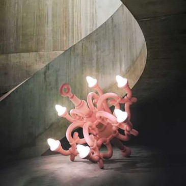 Qeeboo Fallen Chandelier Floor lamp available in two sizes and more finishes