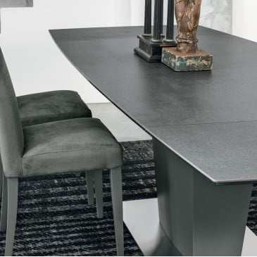 Copernico 160 extendable table by Target Point made with metal base and porcelain stoneware top