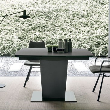 Extendable Copernico 120 table by Target Point made with metal base and porcelain stoneware top
