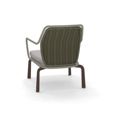 Emu Cross outdoor armchair made with steel structure and synthetic rope backrest