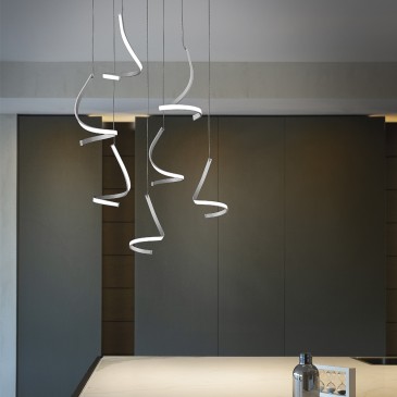 Tape suspension lamp with LED lights that can be positioned as desired