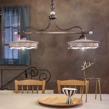 Alessandria suspension lamp in metal and ceramic diffusers