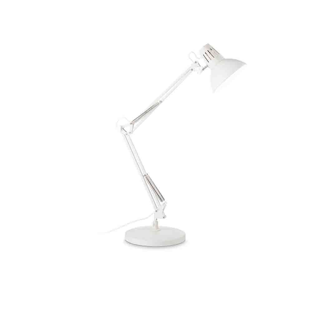Wally table lamp in metal with jointed and spring balanced arm. Adjustable diffuser