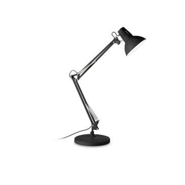 Wally table lamp in metal with jointed and spring balanced arm. Adjustable diffuser