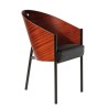 Heruitgave van de Costes stoel van Philippe Starck met gebogen gefineerde houten zitting