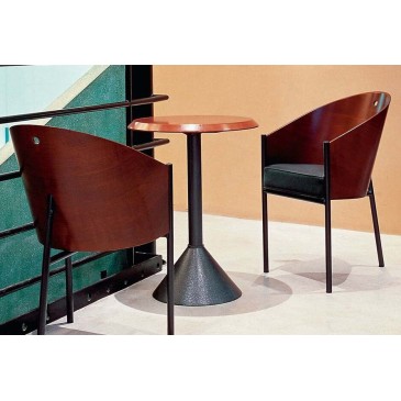 Re-edition of the Costes chair by Philippe Starck with curved veneered wood seat