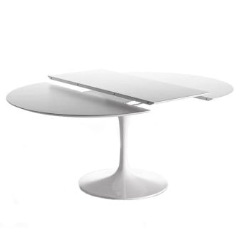 Extendable Round Tulip Table 100, 107, 120, 127, 137 with black or white  laminate top