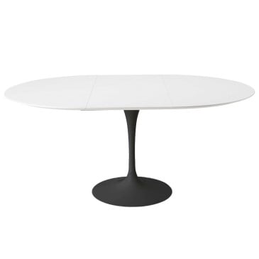 Extendable Round Tulip Table 100, 107, 120, 127, 137 with black or white laminate top
