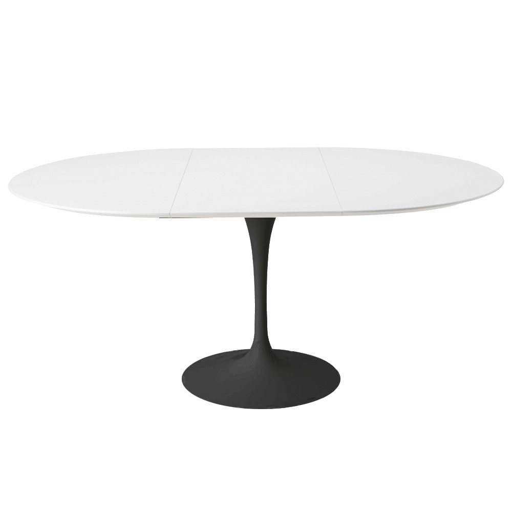 tulpan utdragbart bord vit skiva svart struktur öppen