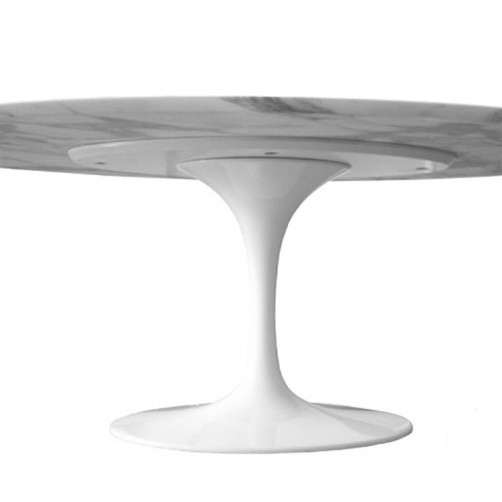 tulp ronde tafel diam van 127 cm tot 180 cm bijzonder opzetstuk voor onderblad in wit of glanzend of mat zwart