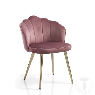 Tomasucci Shell Chair made with metal legs and velvet-like fabric covering