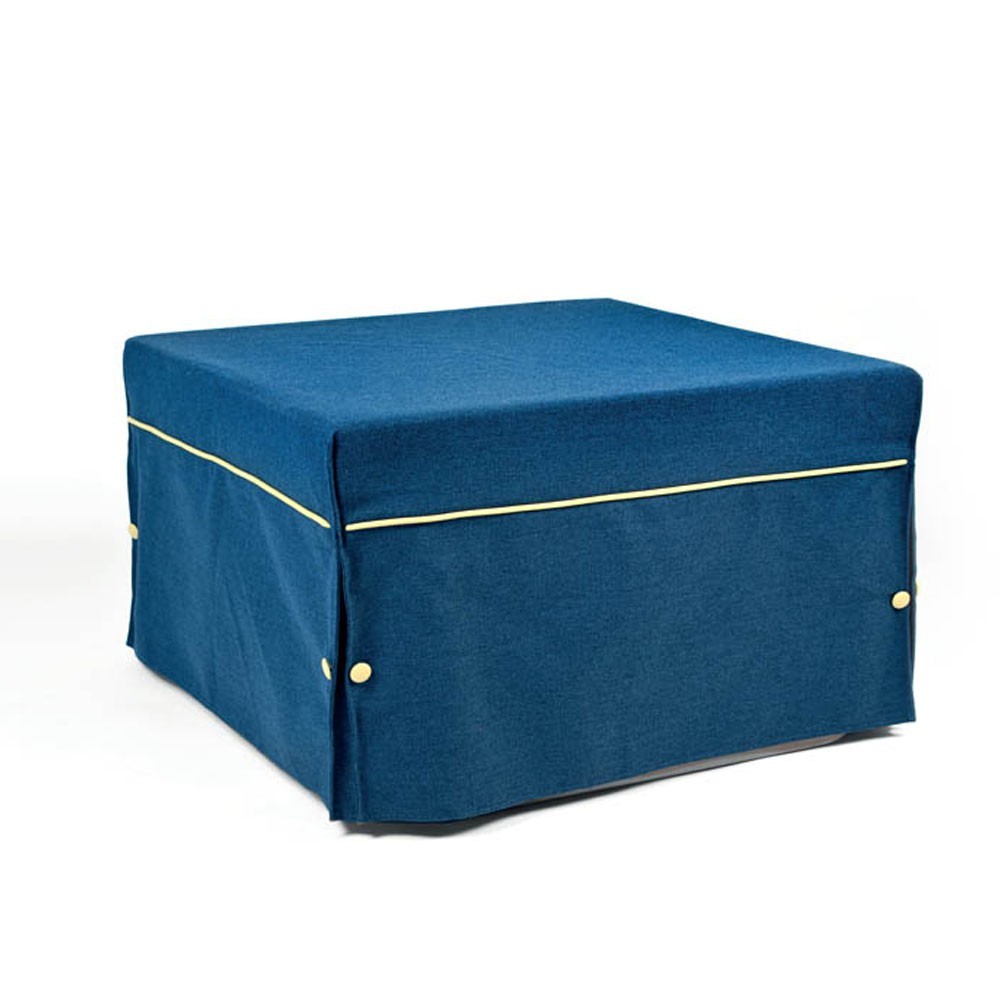 Pouf bed with painted metal structure and covered in several colors
