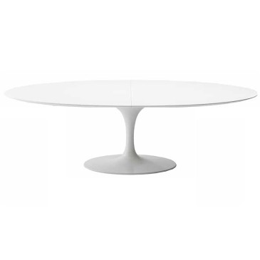 tulip reproduction of saarinen extendable table various sizes white oval laminate top and closed white oval base